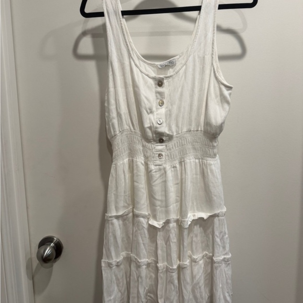 Patrons of Peace White Button-Front Midi Dress